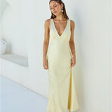 Cheers To You Satin Maxi Dress Yellow