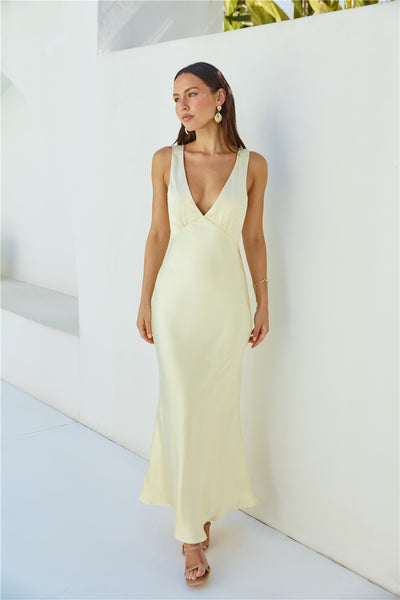 Cheers To You Satin Maxi Dress Yellow