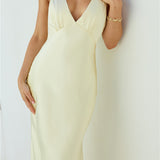 Cheers To You Satin Maxi Dress Yellow