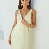 Cheers To You Satin Maxi Dress Yellow