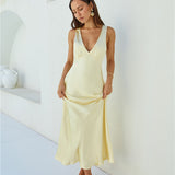 Cheers To You Satin Maxi Dress Yellow