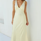 Cheers To You Satin Maxi Dress Yellow