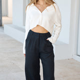 Riviera Bliss Linen Pants Black