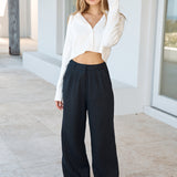 Riviera Bliss Linen Pants Black