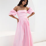 Bella Off-Shoulder Maxi Dress Pink