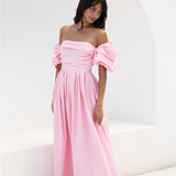 Bella Off-Shoulder Maxi Dress Pink