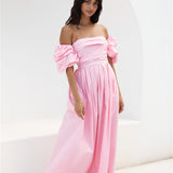 Bella Off-Shoulder Maxi Dress Pink