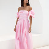 Bella Off-Shoulder Maxi Dress Pink