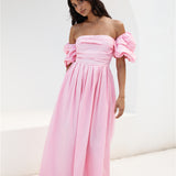 Bella Off-Shoulder Maxi Dress Pink