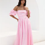 Bella Off-Shoulder Maxi Dress Pink