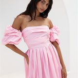 Bella Off-Shoulder Maxi Dress Pink