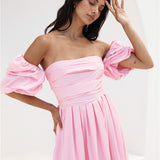 Bella Off-Shoulder Maxi Dress Pink