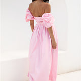 Bella Off-Shoulder Maxi Dress Pink