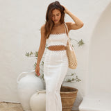 Romantic Escape Linen Crop Top White