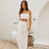 Romantic Escape Linen Crop Top White