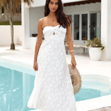 Orchid Bouquet Strapless Maxi Dress White