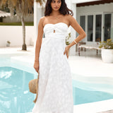 Orchid Bouquet Strapless Maxi Dress White