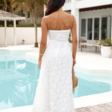 Orchid Bouquet Strapless Maxi Dress White