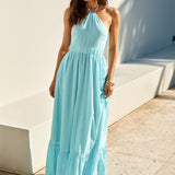 Ocean Charm Halter Maxi Dress Blue