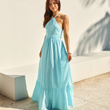 Ocean Charm Halter Maxi Dress Blue