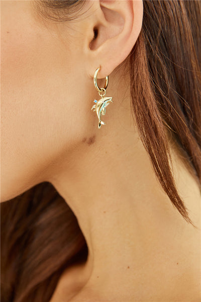 18k Gold Plated Dolphin Dreams Earrings Gold