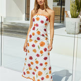 Garden Girl Strapless Maxi Dress Orange