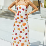 Garden Girl Strapless Maxi Dress Orange