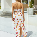 Garden Girl Strapless Maxi Dress Orange