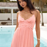 Dining By The Sea Midi Dress Peach