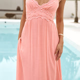 Dining By The Sea Midi Dress Peach