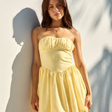 Intimate Evenings Bubble Hem Mini Dress Yellow