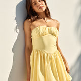 Intimate Evenings Bubble Hem Mini Dress Yellow