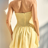 Intimate Evenings Bubble Hem Mini Dress Yellow