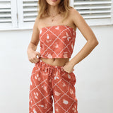 Tropical Punch Strapless Crop Top Orange