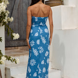 Mykonos Mode Strapless Maxi Dress Blue