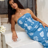 Mykonos Mode Strapless Maxi Dress Blue