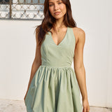 City Lights Bubble Hem Mini Dress Sage