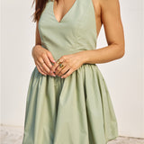 City Lights Bubble Hem Mini Dress Sage