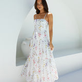 Luminous Field Floral Maxi Dress White