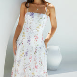 Luminous Field Floral Maxi Dress White