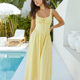 Calming Aura Linen Maxi Dress Yellow