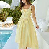 Calming Aura Linen Maxi Dress Yellow