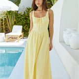 Calming Aura Linen Maxi Dress Yellow