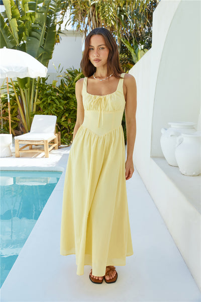 Calming Aura Linen Maxi Dress Yellow