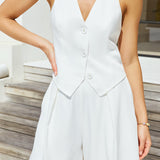 Summer Evenings Halter Vest Top White