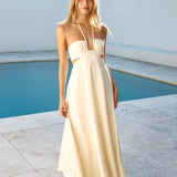 Dance With Me Halter Maxi Dress Cream