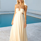 Dance With Me Halter Maxi Dress Cream