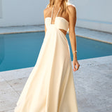 Dance With Me Halter Maxi Dress Cream