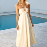 Dance With Me Halter Maxi Dress Cream