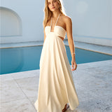 Dance With Me Halter Maxi Dress Cream